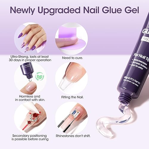 Miniatura 2 de Gellen Gel semisólido de pegamento UV para puntas de uñas a presión, uñas acrílicas y uñas a presión, pegamento de gel para uñas francesas