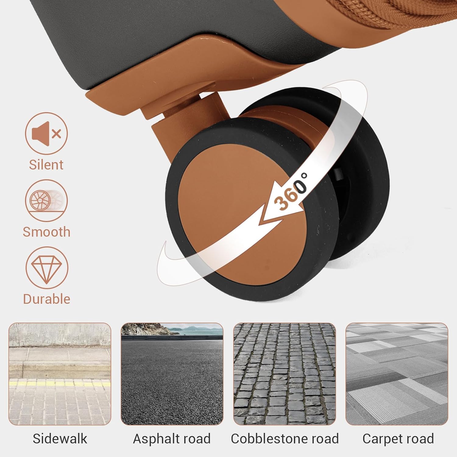 Kono 28 Inch Large Suitcase, Expandable for Long Trips, Impact-Resistant ABS+PC & Silent Wheels, Black, Lightweight Hardshell Luggage, Smooth Rolling Spinner Suitcase for Travel，Grey/Brown