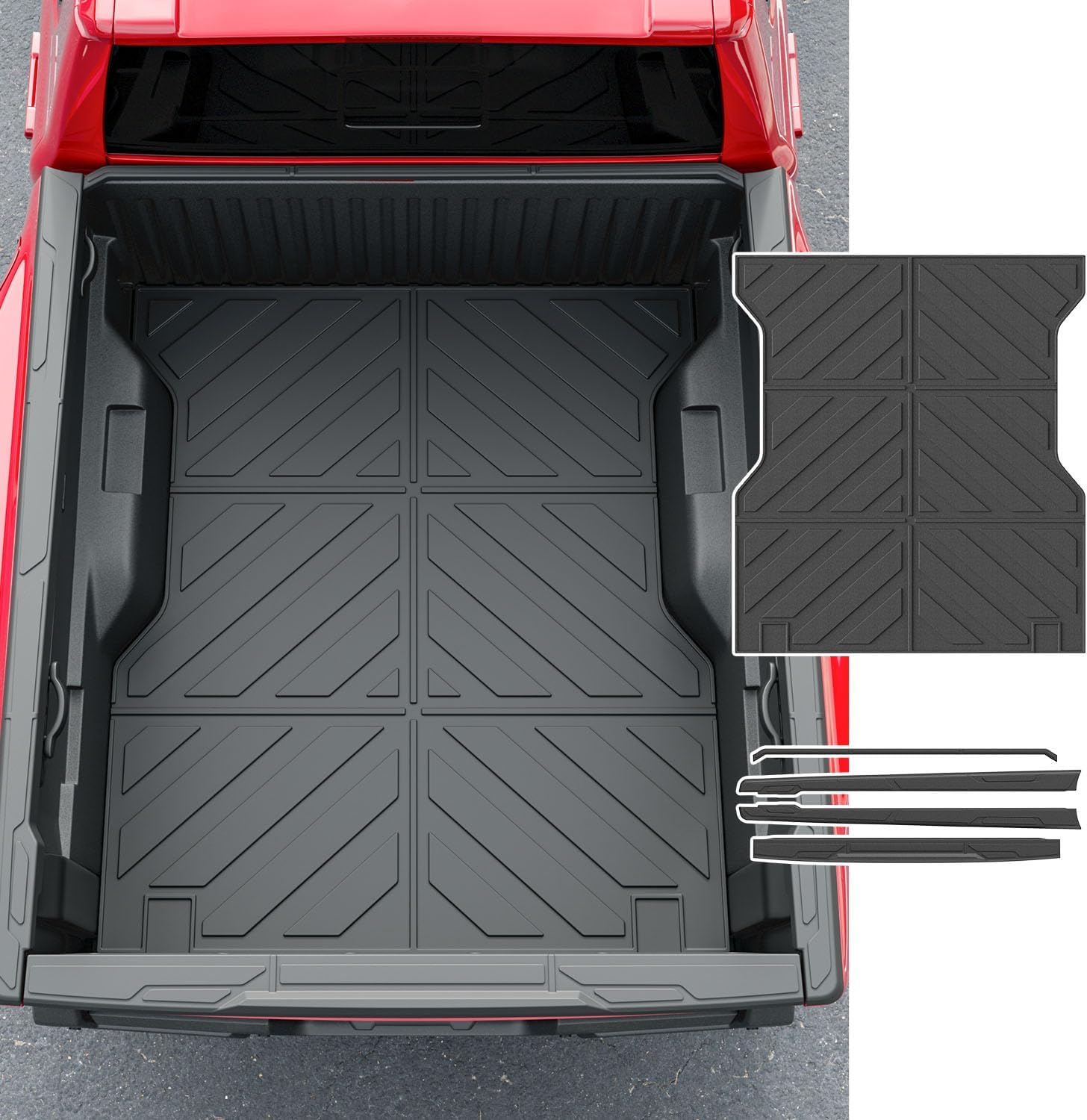 powoq 5FT Truck Bed Rail Caps Compatible with 2024-2026 Toyota Tacoma Truck Bed Mat TPE Bed Liner Tailgate Molding Cap Replacement for 2024 2025 2026 Toyota Tacoma Accessories