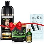 Herbishh Hair Color Shampoo for Gray Hair - Natural Hair Dye Shampoo - Lasts Up To 3-4 Weeks - 500ML - 3-In-1 Hair Color - Colors, Cleanses, and Conditions (Dark Brown Gift Set)