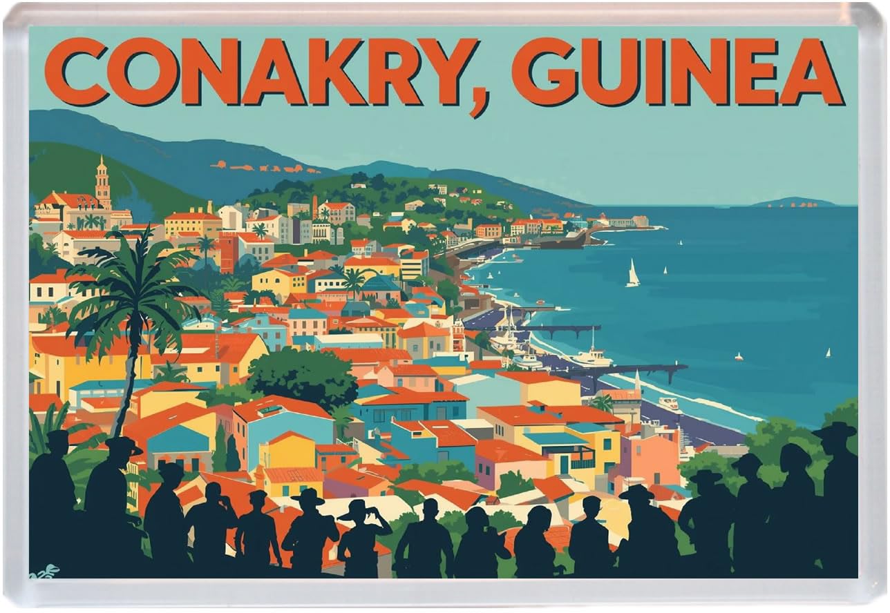 Baked Bean Store Multicolor Conakry - Guinea - Jumbo Artistic Fridge Magnet 96 X 67Mm Bbsfhm2045