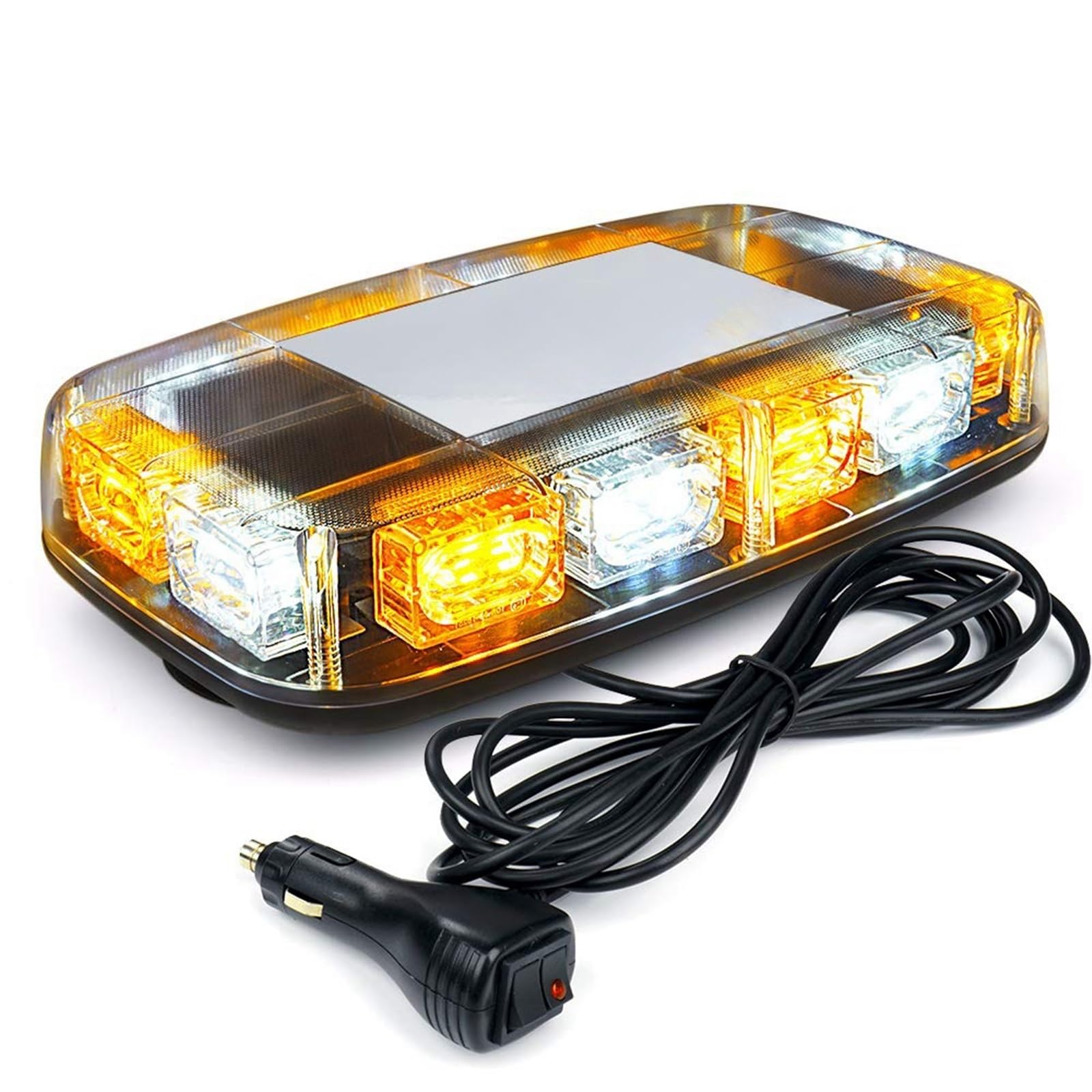 THE WHITE SHOP 12" Rooftop Strobe Light, High Bright LED Emergency Flashing Beacon Light w/Magnetic Mount for 12V-24V Construction Vehicles, Truck, Snow Plow, Postal Car