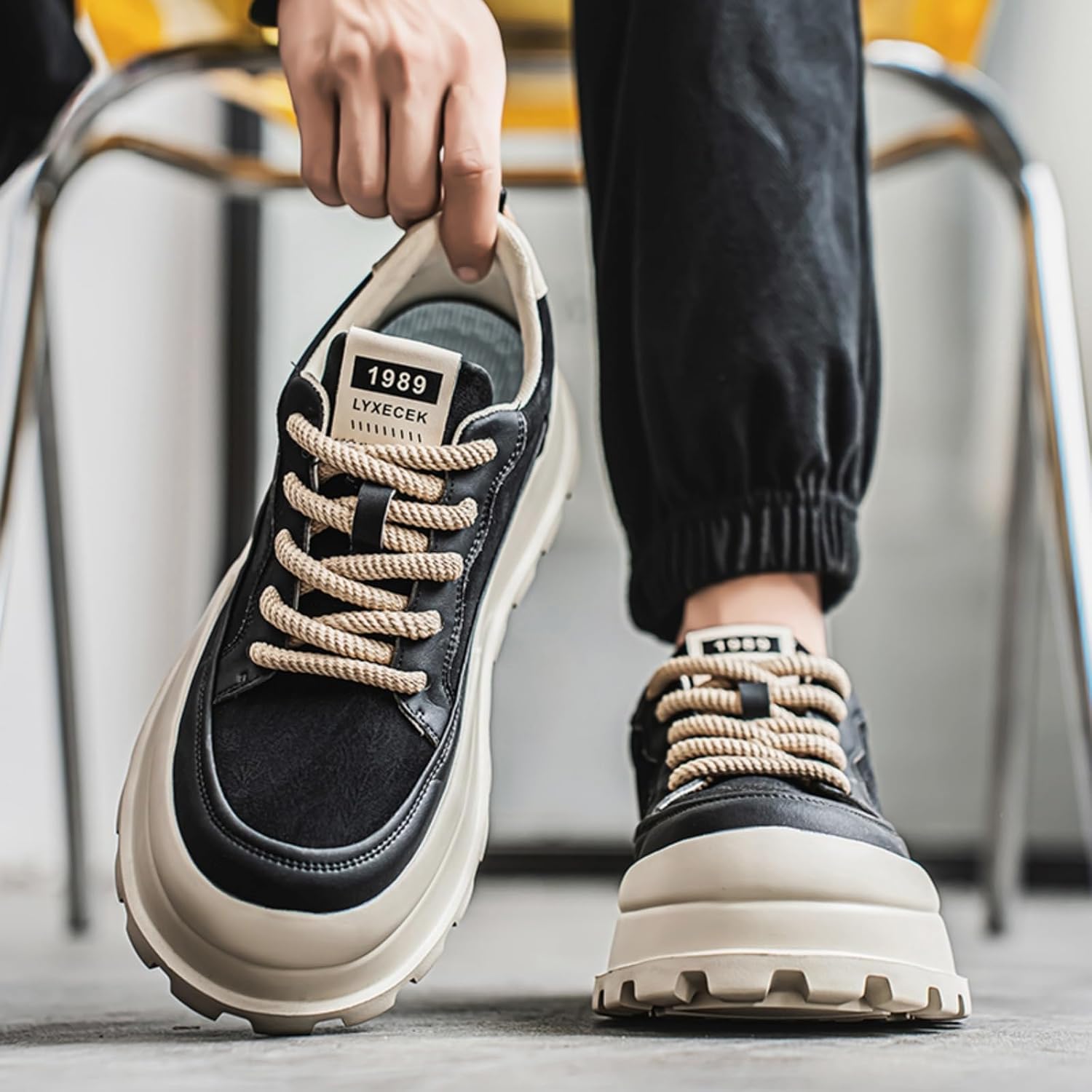 Men's Platform Retro Sneakers Classic Trainers Casual Footwear Tennis Running Chunky Lace - up Stylish Walking Shoes - Image 2