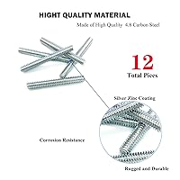 Vista 3 de 12 piezas de varilla totalmente roscada de zinc plateado en carbono de acero, rosca larga de 1/4x2 para muebles, barandillas de jardín, montaje