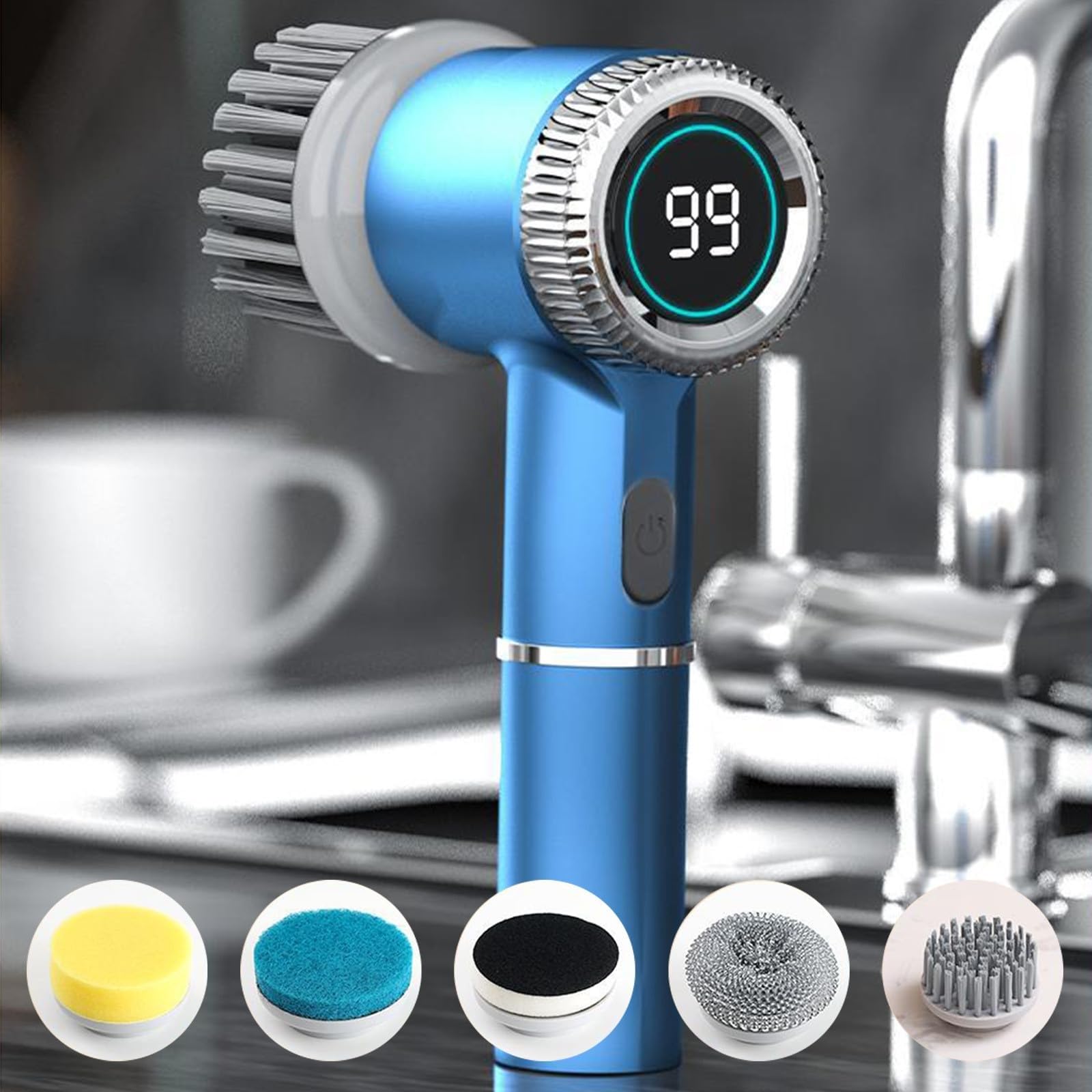 Cepillo De Limpieza Eléctrico Multifuncional De Mano, Fregador De Piso Giratorio Eléctrico Inalámbrico, Cocina, Baño, Fregadero Caliente, Inodoro, Cepillo De Limpieza Recargable, Cuatro Cabezales De C