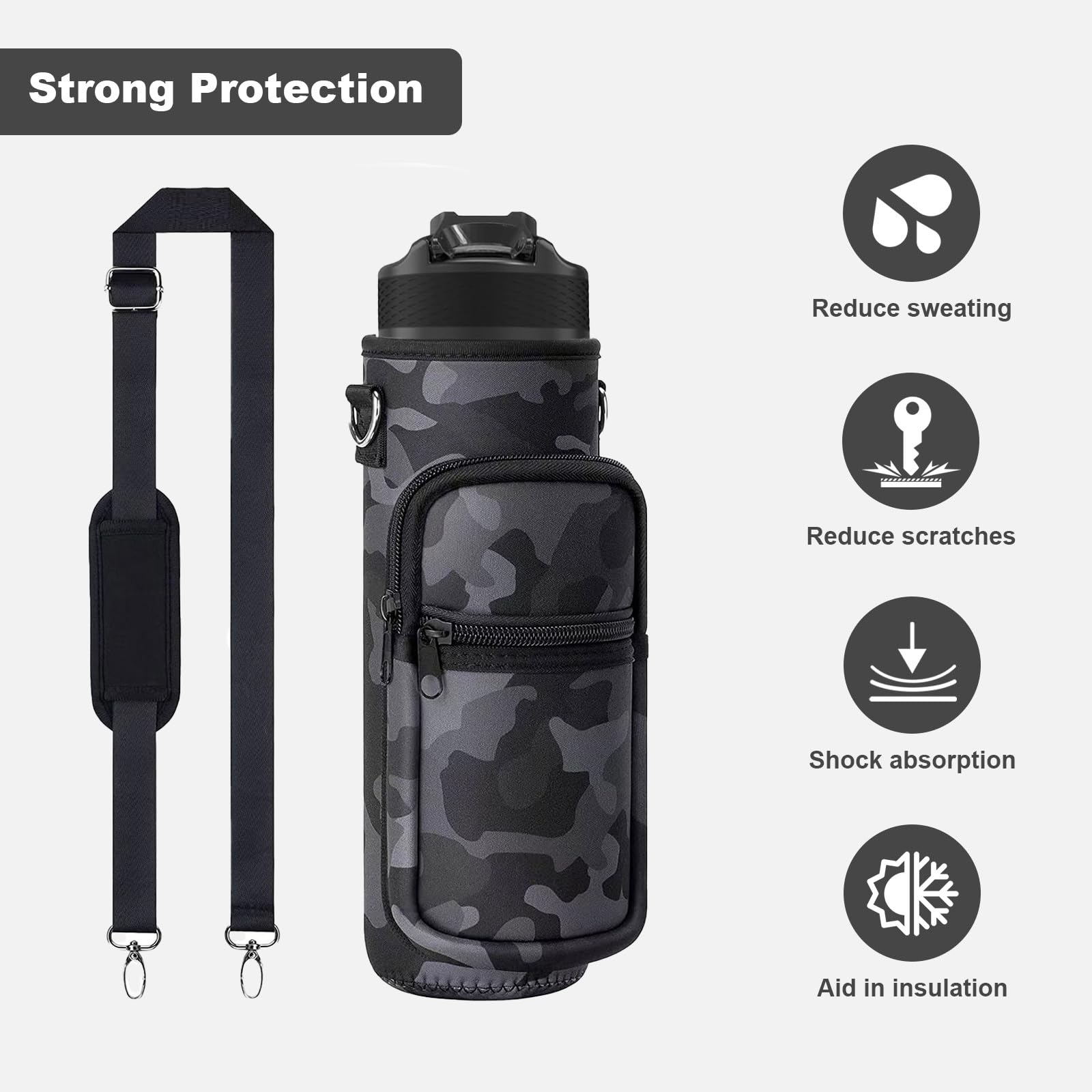Water Bottle Sling Bag with Storage Pockets & Strap for Hiking Gym Walking 1