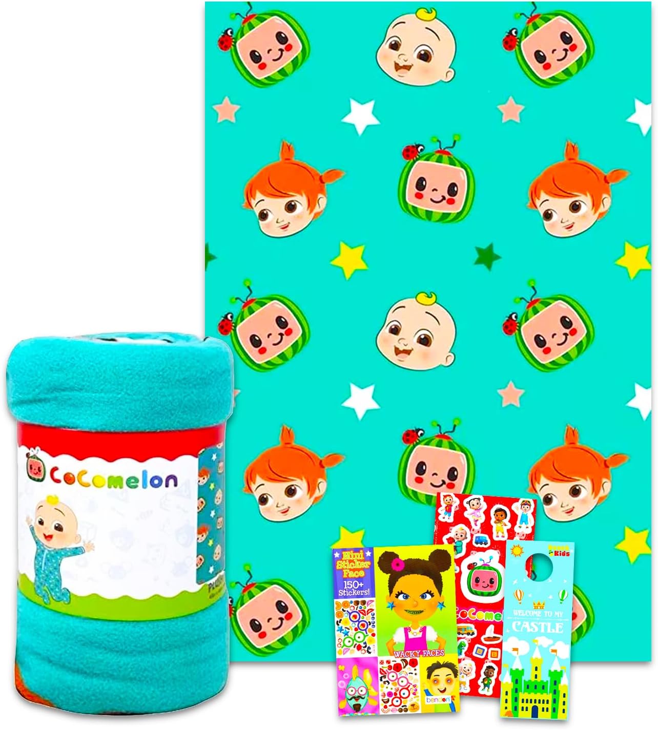 Cocomelon Fleece Blanket Set - Bundle with Soft Toddler Blanket Plus Stickers, More for Kids, Boys, Girls, Children | Cocomelon Fleece Throw 45"x60"