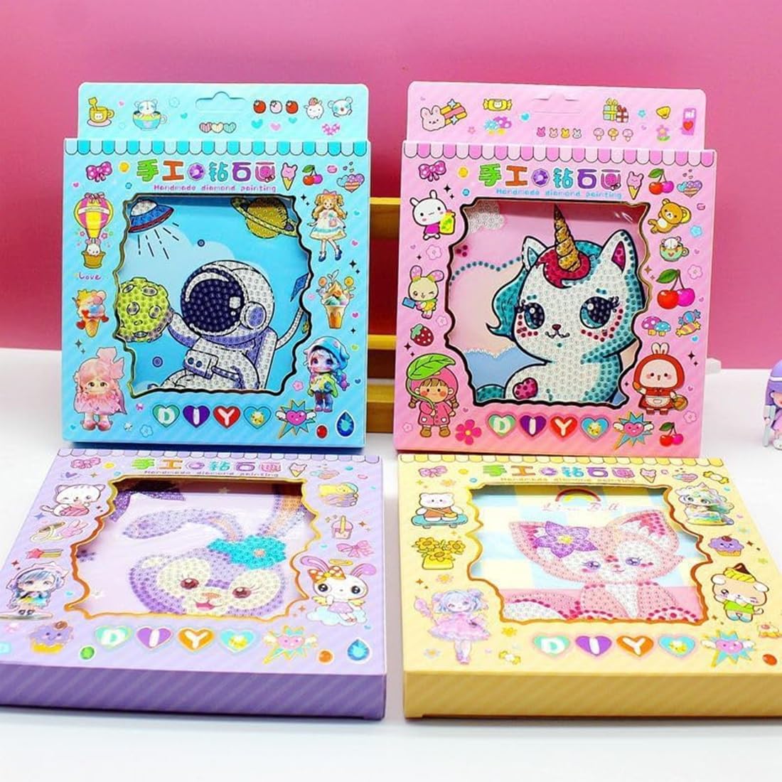 ZODZE 5D DIY Diamond Painting Art Kit with Frame for Kids Stick Beads with Numbers - (Pack of 1 Frame) Mix Designs