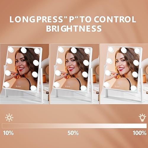 Miniatura 3 de AOLISSI Espejo de tocador con luces, espejo de maquillaje iluminado Hollywood con 9 bombillas regulables y 3 modos de iluminación de color, aumento