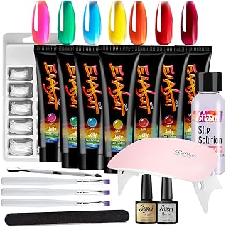Nail Art Enhancement Trial 17Pcs Kit Crystal Jelly Quick Extension Gel Kit with Nail Brush Base Coat Top Coat Slip Solution Poly Nail Extension Gel Set