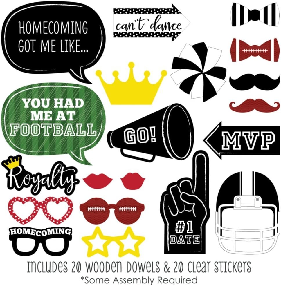 Homecoming Dance - Football Photo Booth Prop Kit, DIY Props - 20pc