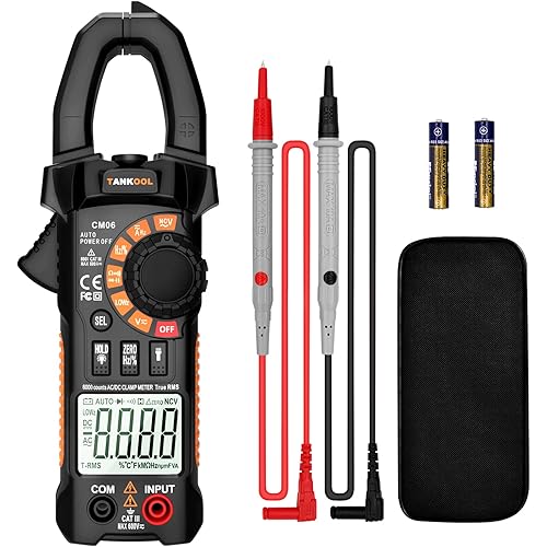 Digital Clamp Meter Multimeter Tester T-RMS 6000 Counts, Auto-ranging Voltage Amp Tester with NCV Measures AC/DC Voltage & Current, Resistance, Capacitance, Continuity, Frequency/Duty-Cycle