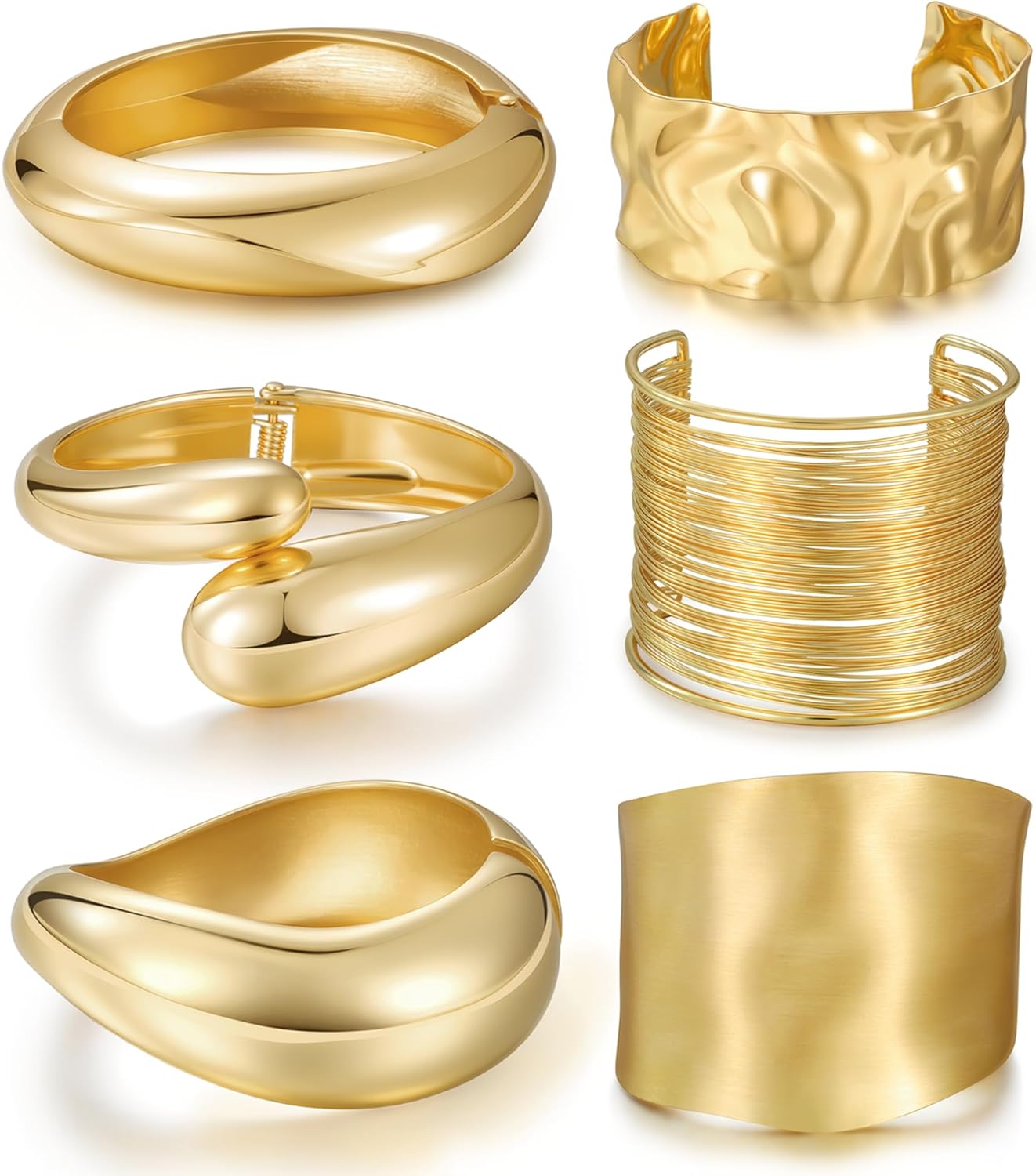 Chunky Gold Bangle Bracelets for Women, Premium Zamak 3 Alloy with 14K PVD Vacuum-Ion Plating & Electrophoretic Finish, Ideal for Parties, Weddings, Christmas & Valentine’s Day Gifts