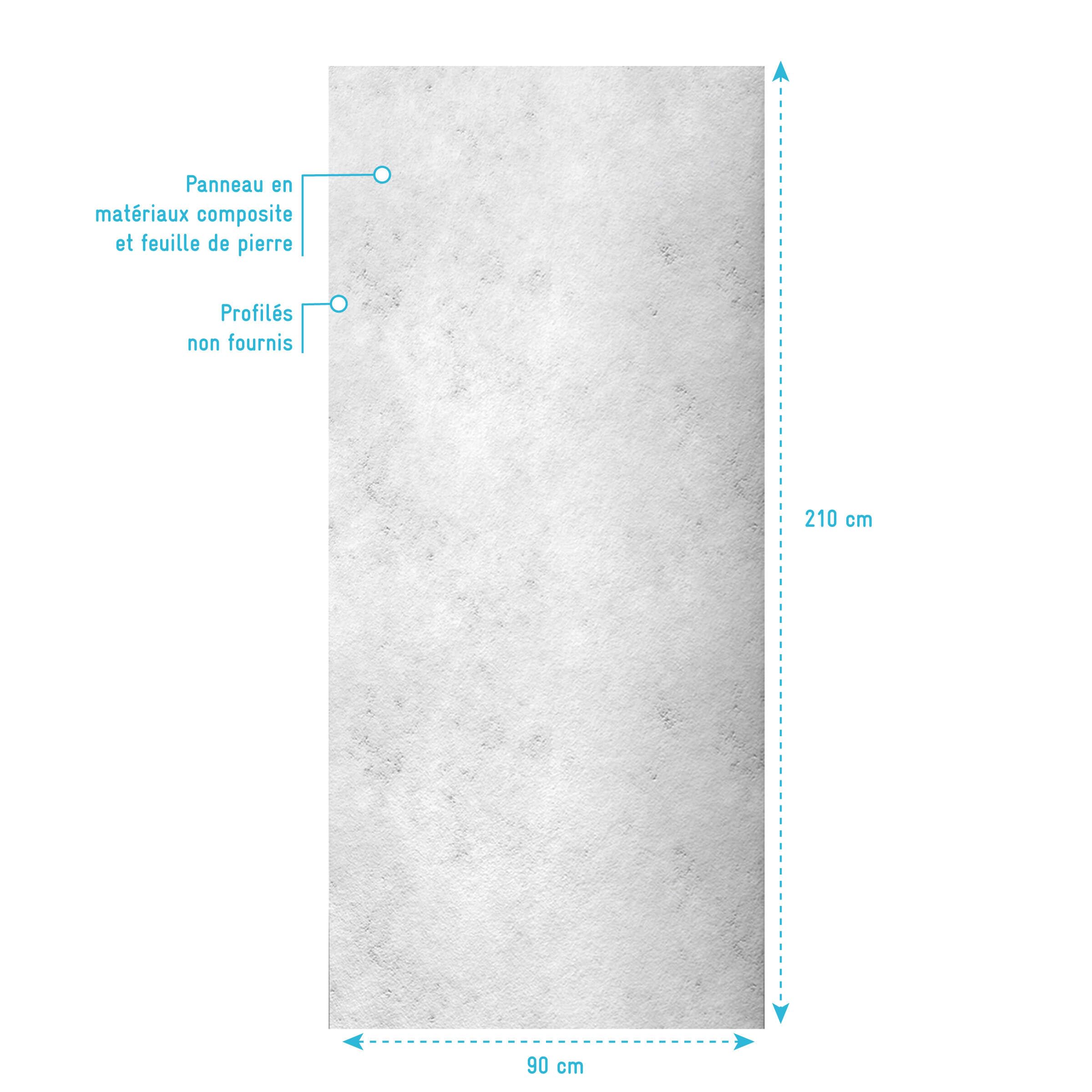 Panneau mural de douche finition Beton en composite pierre et ciment - 90 x 210 cm