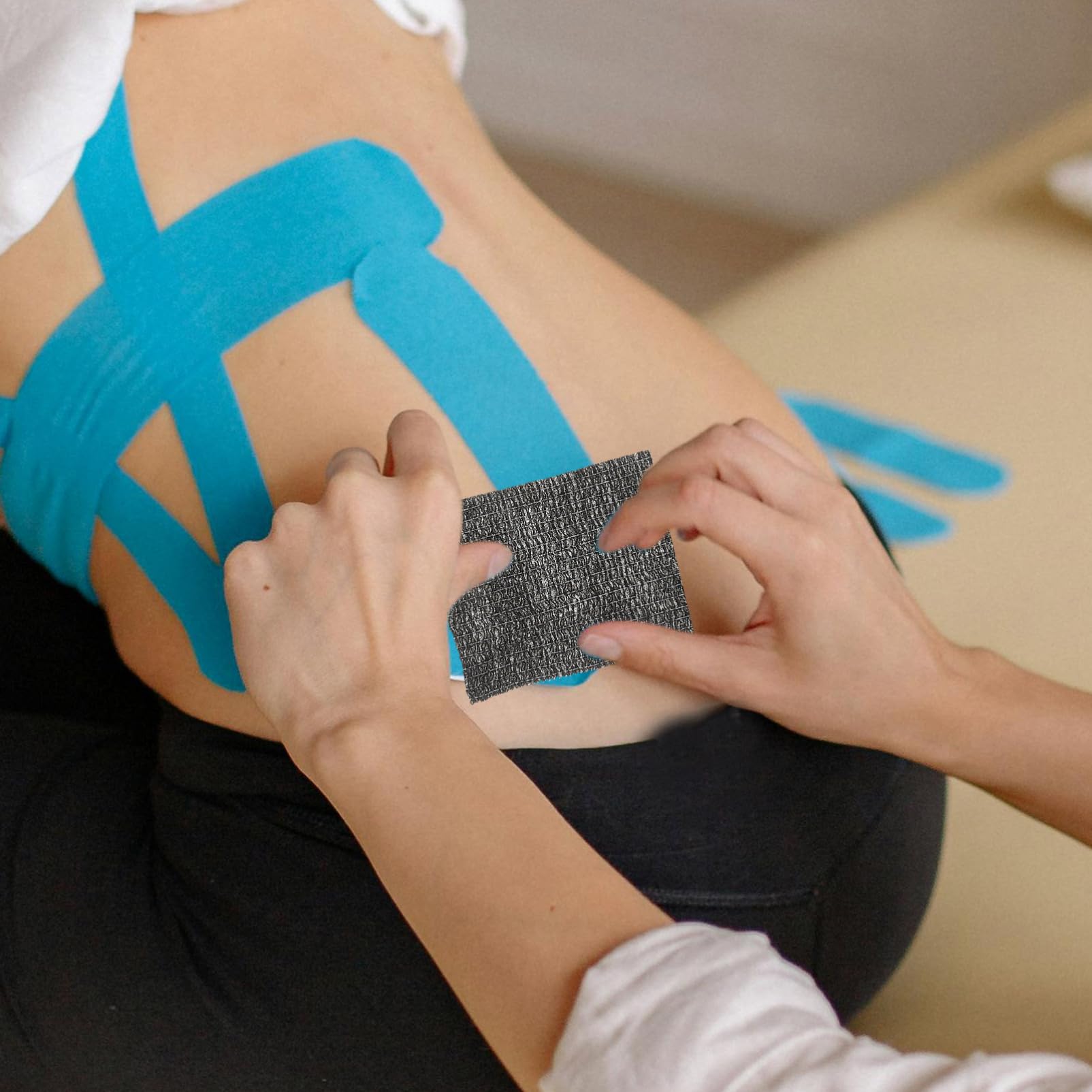 Happyyami 12 Rolls Self Athletic Tape Sports Tape for Hand Knee Wraps for Wrap for Wounds Leg Wraps Sports Muscle Tape Non-Woven Fabric Black