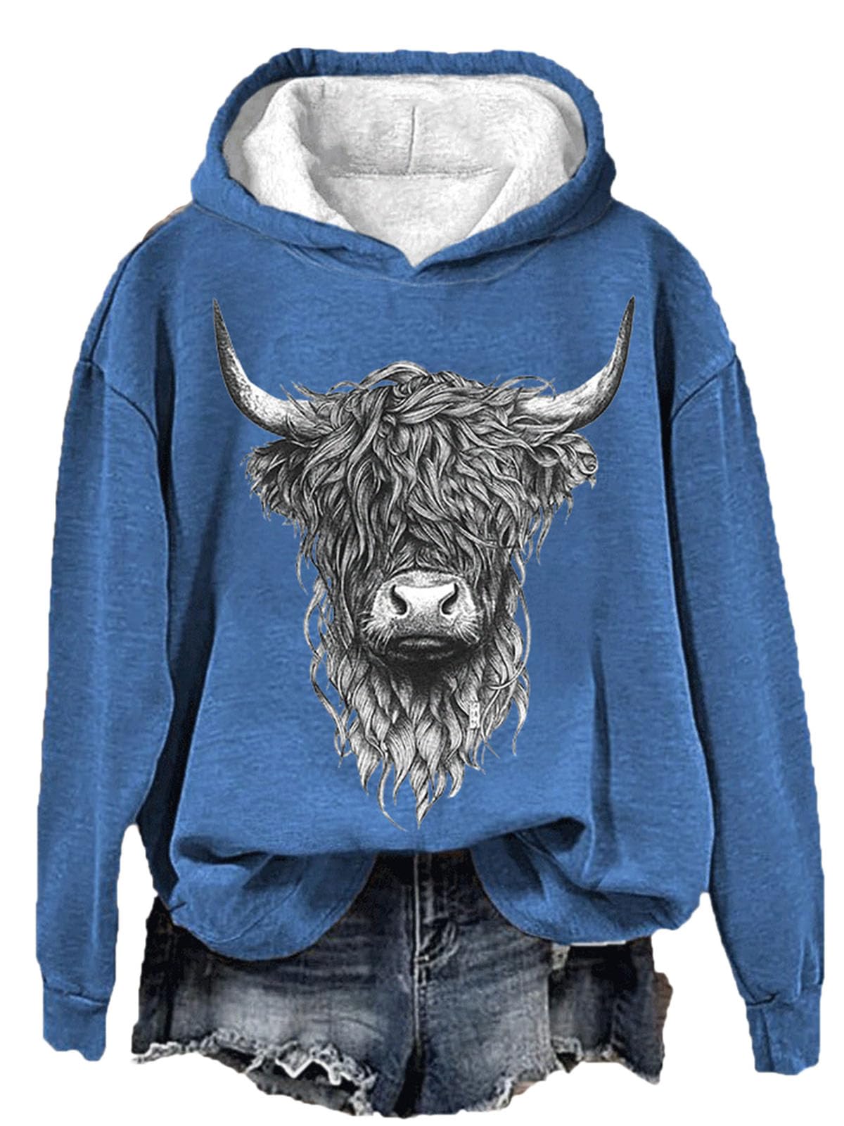 Women's Cute Highland Cow 3D Printed Hoodies Long Sleeve Funny Graphic Print Pullover Sweater Sweatshirts Tops (XL,# 6)