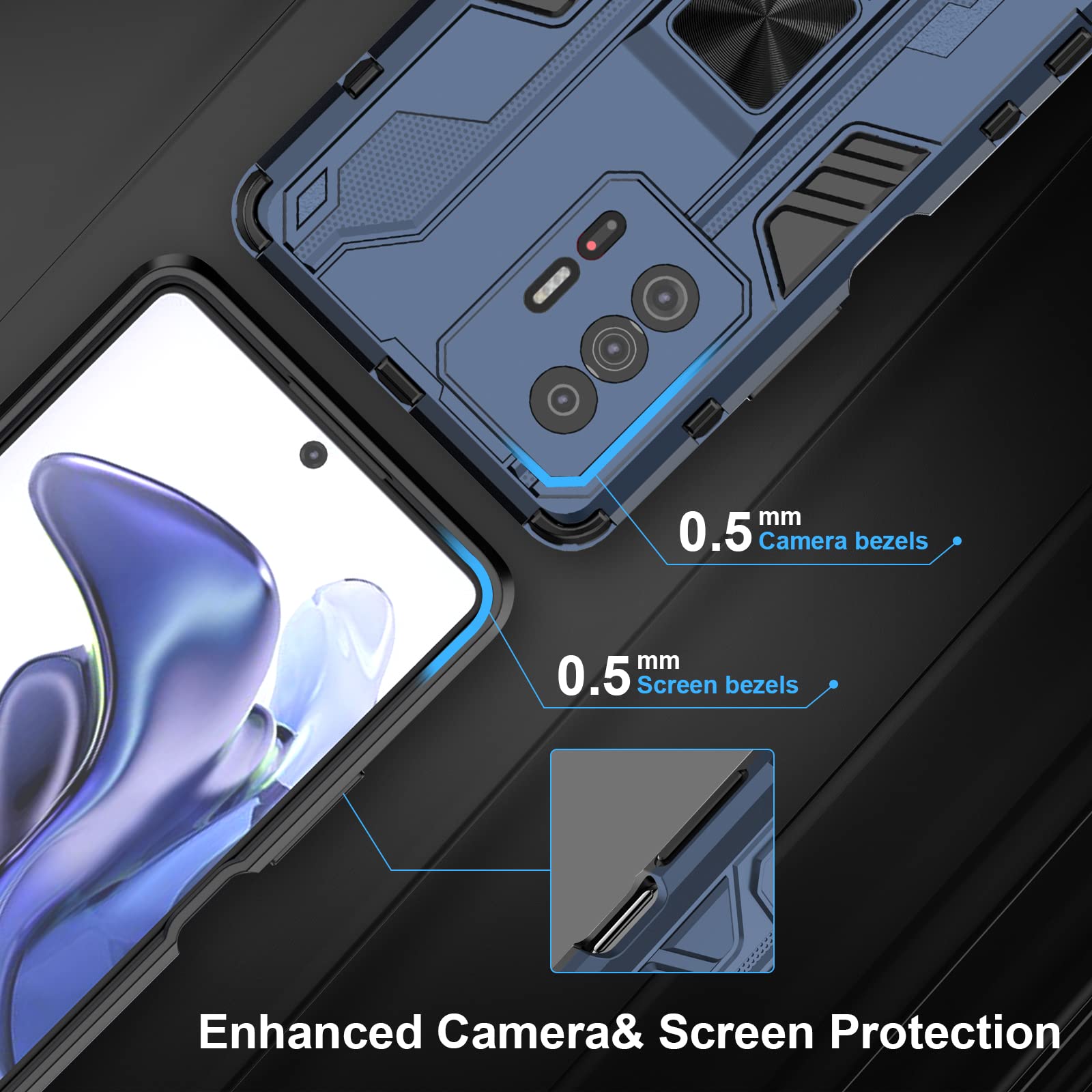 Funda para Xiaomi Redmi Note 15 Pro 5G, Carcasa Antigolpes con Soporte anular metálico, Case Protectora de Grado Militar, Azul — view 130