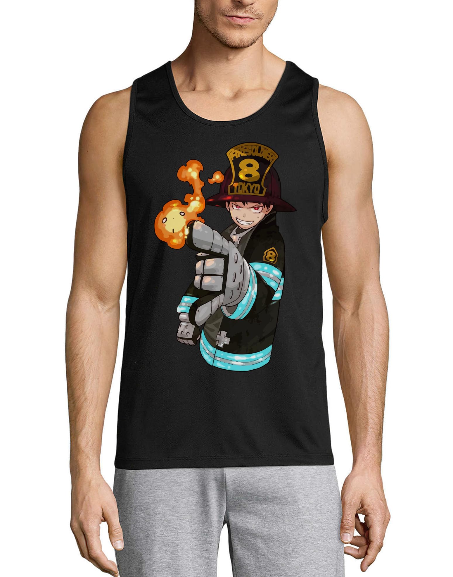 Camiseta sin mangas Anime 32 confeccionada en algodón premium negro de tacto suave 3