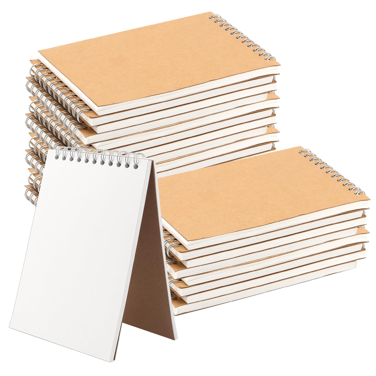 GINLANK Szkicownik A6, górny szkicownik spiralny, okładka papieru kraftowego, szkicownik do szkicowania, rysowania, 120 stron/60 arkuszy