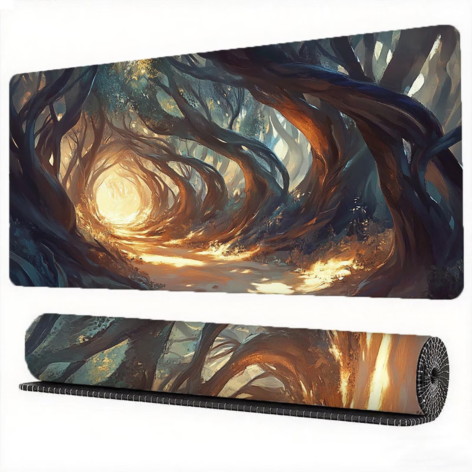 Magia podkładka pod mysz 1500 x 800 mm leśna podkładka pod mysz duża japońska podkładka pod mysz antypoślizgowa gumowa powierzchnia szwy na krawędziach mata biurowa do komputera domowego biura