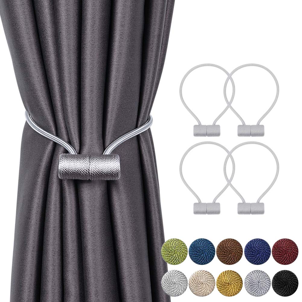 INHDBOXMagnetic Curtain Tie Back Curtain Clips Rope Back Curtain Holder Buckles Curtain Tie Holder for Home Decoration Cafe Office Pack of 2 EU Patent (007971841-0001)
