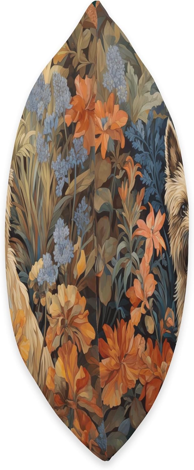 Cairn Terrier in a William Morris Style Garden Throw Pillow