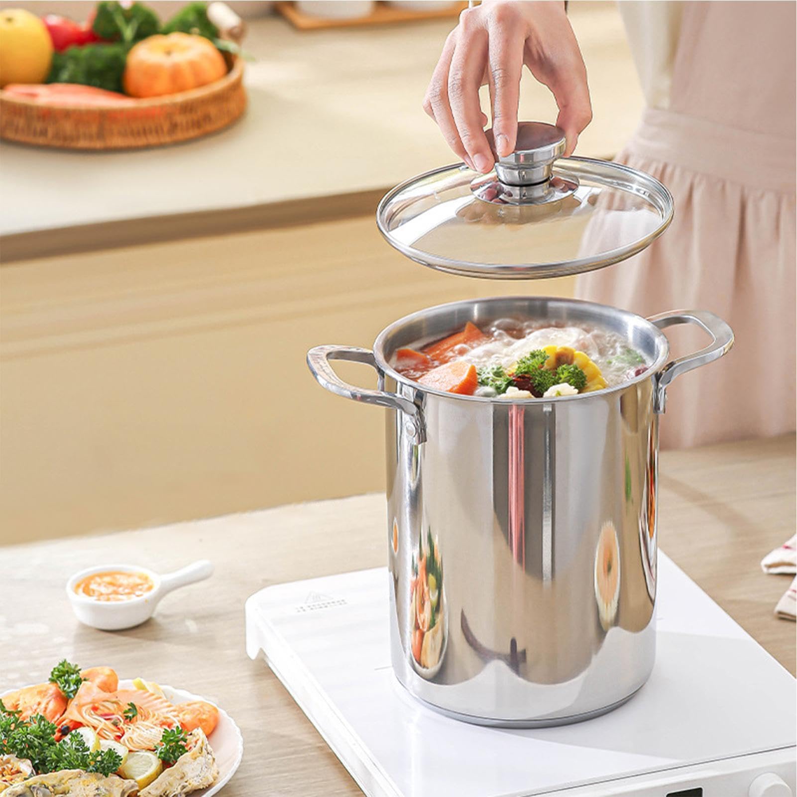Nudeltopf, 4 l Kochwerkzeug, Nudelkochtopf-Set, für Köche, Eltern, Mahlzeiten, Partys, Versammlungen, Feiertage, Veranstaltungen, formelle Abendessen, Wohnungen, Restaurants