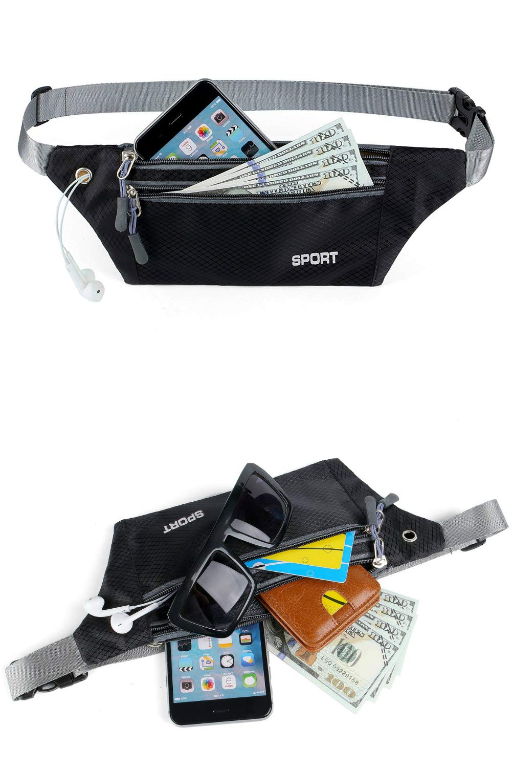 Marsupio Sportivo Impermeabile Running con Tasca Cintura per Portafoglio Chiavi Smartphone Jogging Trekking Bicicletta