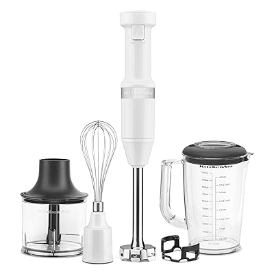 KitchenAid Variable Speed Corded Hand Blender with Accessories, White, KHBV83WH