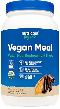 Nutricost Organic Vegan Meal Replacement Shake Powder (Chocolate Peanut Butter) - Certified USDA Organic and Gluten Free