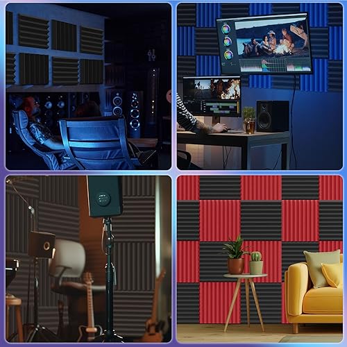 Miniatura 6 de HEWEIYHY - Paquete de 50 paneles acústicos de espuma de estudio insonorizados para paredes paneles de aislamiento acústico paneles de cuña para