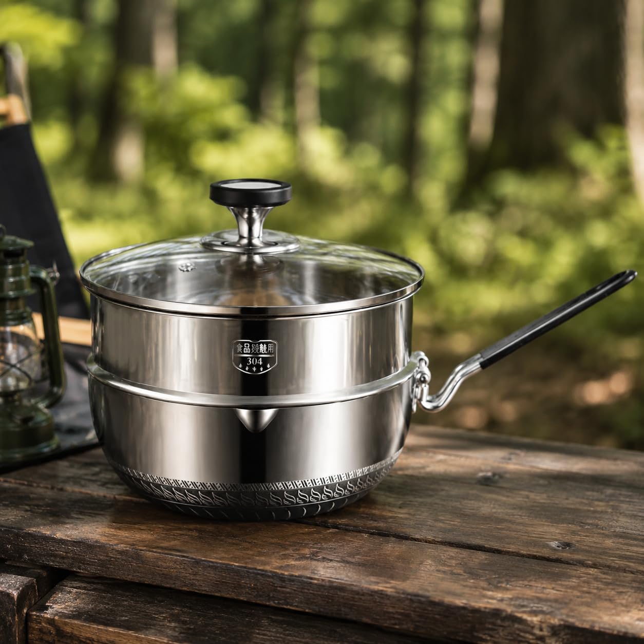 Menaje Camping Set Cocina, Olla y sartén con asa Plegable, para Senderismo y, 2