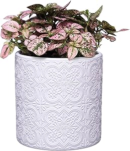 Vintage Embossed Ceramic Pots — Set of 2