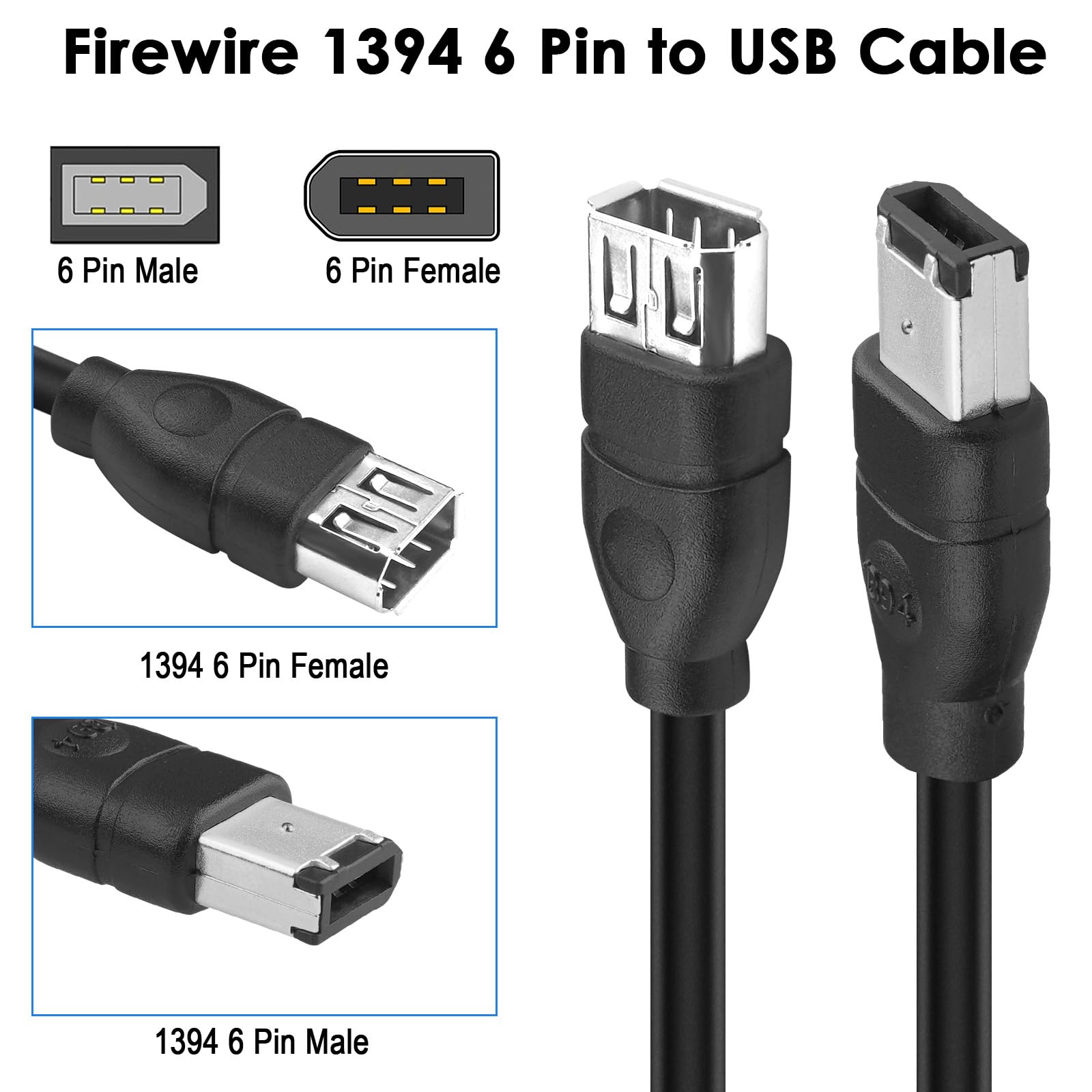 Amazon.com: LBSC Firewire Cable IEEE 1394 6Pin Male to 6pin Female