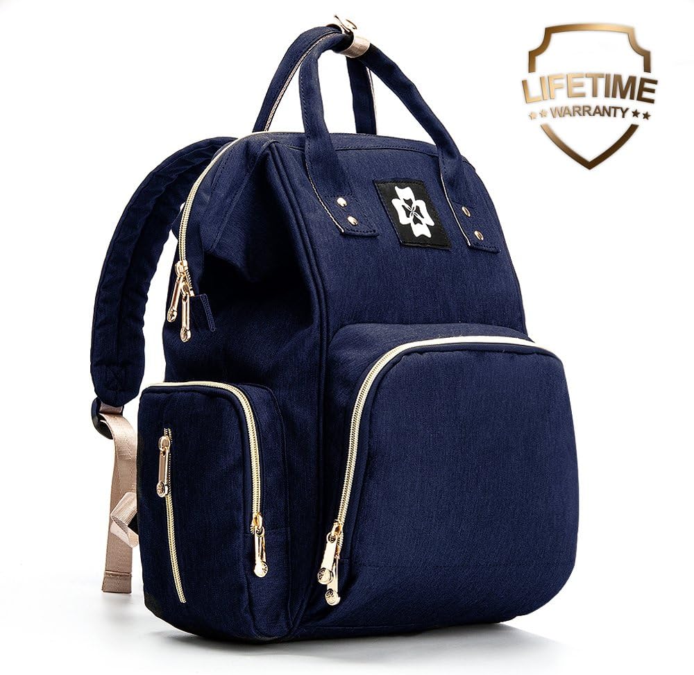 Baby Diaper Bag - Multifunctional Backpack Diaper Bag with Waterproof Linings, Insulated Bottle Pockets, Stroller Straps and Wide-Open Design, Unisex and Durable (S, Dark Blue)