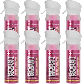Boost Oxygen Pocket Size BALANCE Pink Grapefruit Aroma 3 Liter Canister | All-Natural Resiratory Support for Aerobic Recovery, Altitude, Performance and Health (8 Pack)