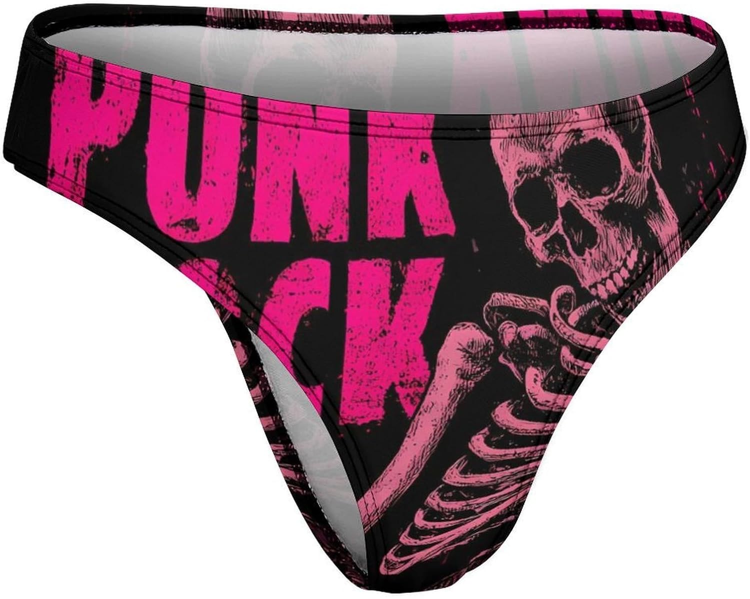 Punk Rock Skull Pop Breathable Thong Underwear Women Soft XX-Large (xx_l)
