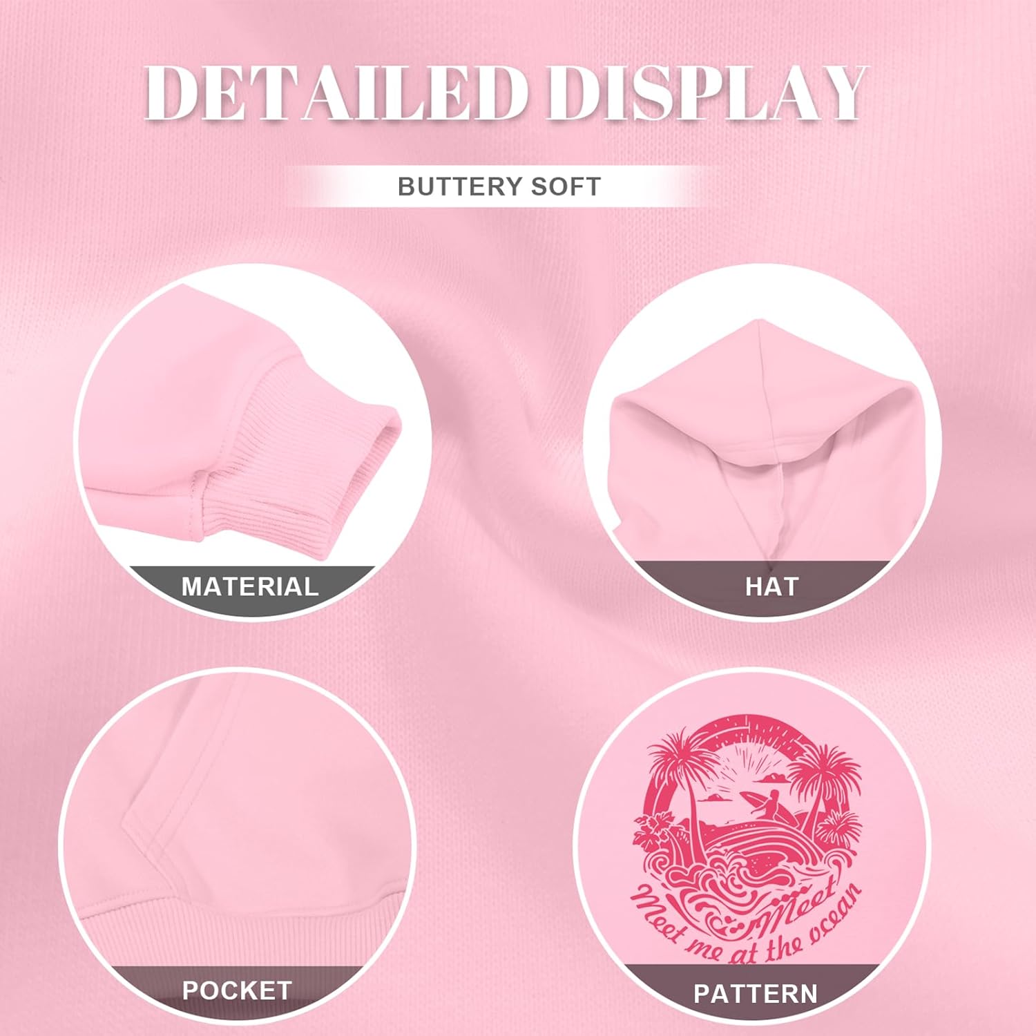 Girls Palm Tree Graphic Hoodies Meet Me At The Ocean Hoodie Cute Preppy Oversized Sweatshirts For Clothes Kids - Image 7