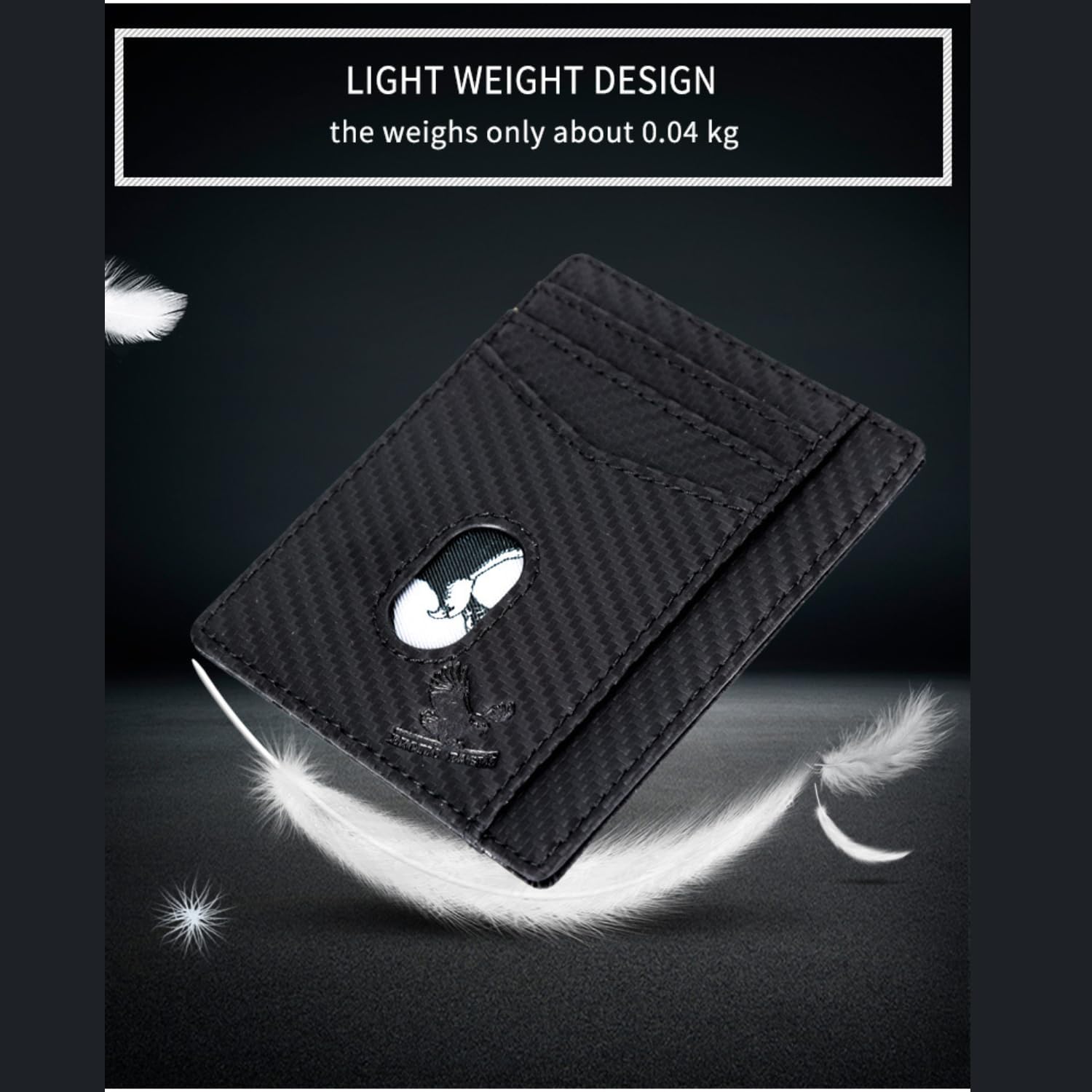 Carbon Fiber Texture 100% Genuine Leather Slim – RFID Blocking Minimalist Card Holder | Ultra-Thin & Compact | 8 Card Slots & Cash Pocket | Perfect for Travel & Business & Daily Use.
