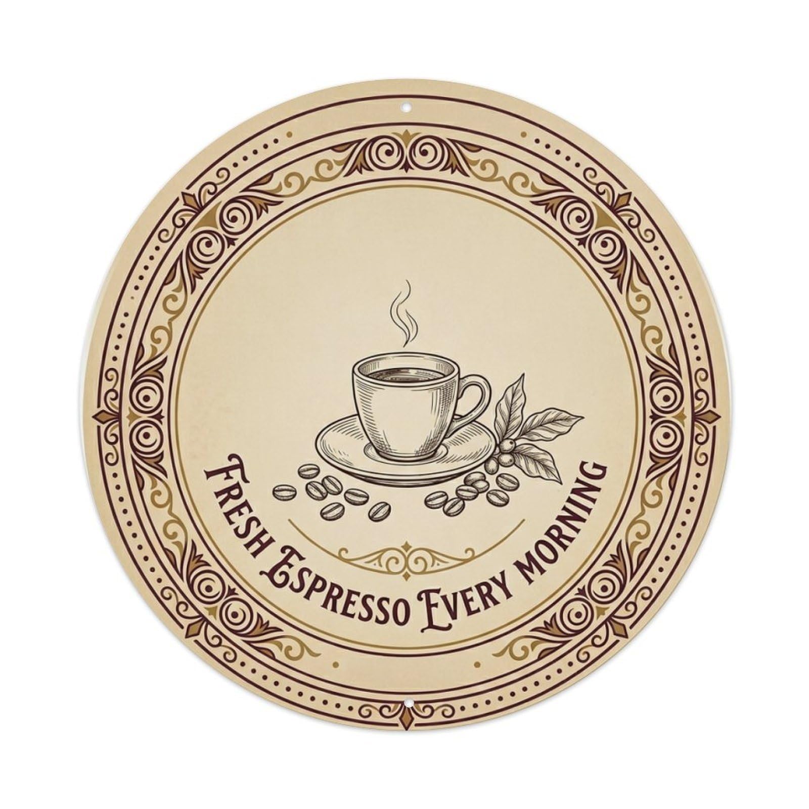Fresh Espresso Every Morning Kitchen Cafe Mug Metal Tin Sign