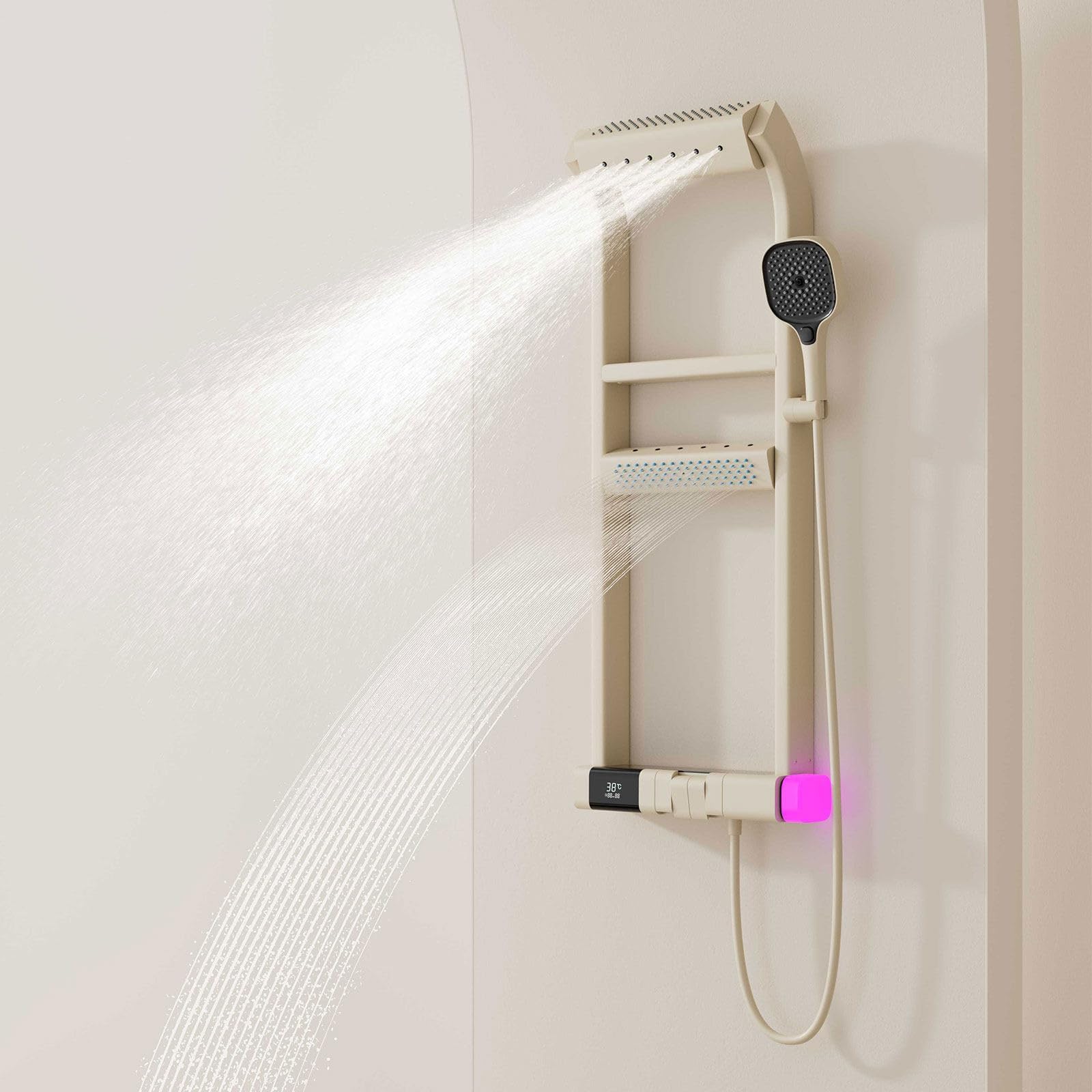 BEITH Thermostatic Shower System, 2025 Upgraded 6 Functions Piano Key Design Shower Set, 40x10cm Shower Faucet Sets Complete and Handheld, LED Digital Display, Bathtub Faucet, 59A Copper