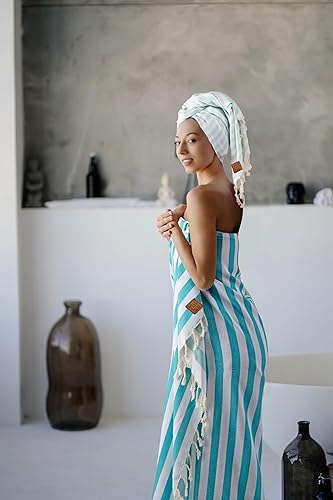 Miniatura 7 de Gold CASE - Juego de 5 toallas de mano turcas originales, 20 x 40 pulgadas, 100 % algodón, para baño, cocina y manos, cara, cabello, granja,