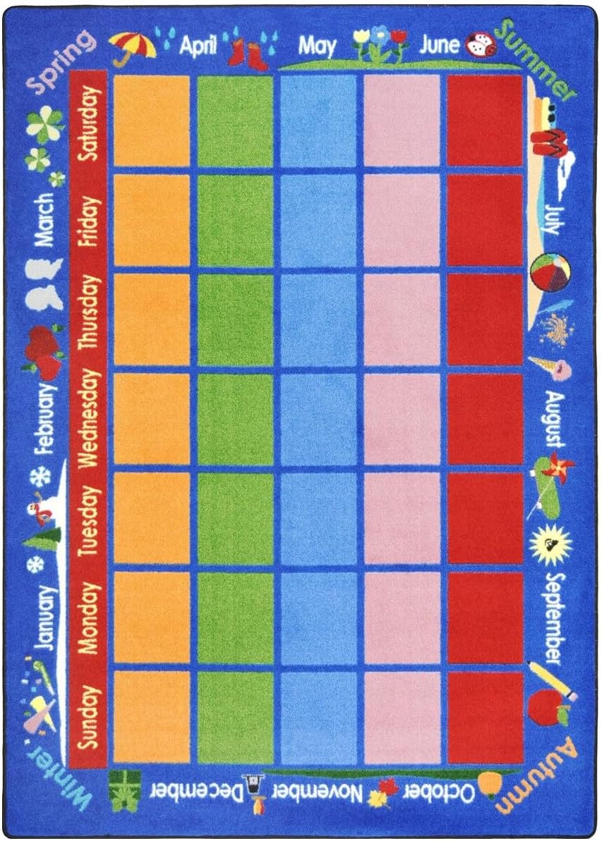 Joy Carpets Educational Celebrations Calendar Kids Rug Rug Size: 5'4" x 7'8"