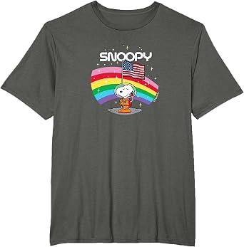 Peanuts - Snoopy Rainbow Space Beagle Badge with USA Flag T-Shirt