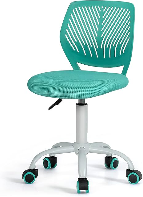 GYMAX Kids Desk Chair, Height Adjustable Study Chairs with PU Casters, Gas Lift, Children Swivel Computer Chair for School Home, Load Capacity 120kg (Green)