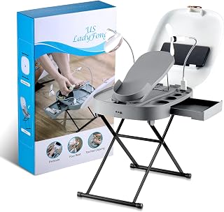 USLADYFONG Pedicure Stool with LED Magnifier Drying Fan The Beauty Footrest for Easy at-Home Pedicures Adjustable Pedicure Stand, Non-Slip Sturdy Legs & Built-in Storage