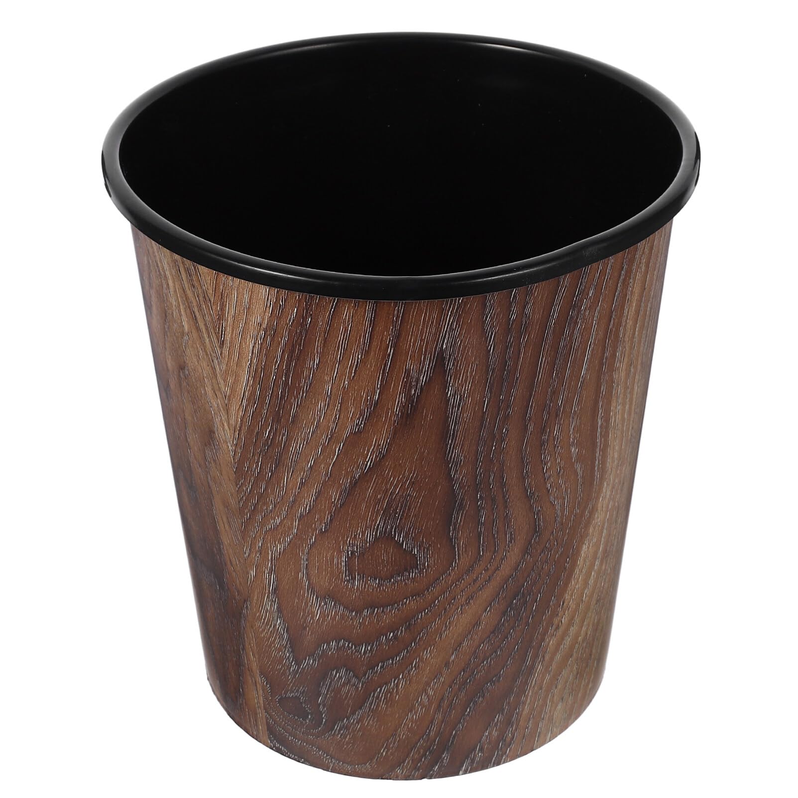 NUOBESTY Imitation Wood Grain Household Trash Can Waste Bucket for Office Bathroom Kitchen Easy to Clean Opening Design for Tidy Spaces