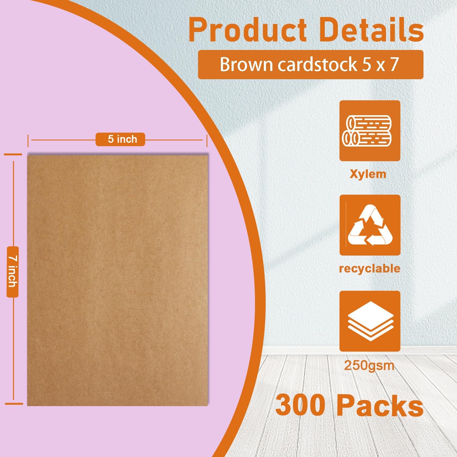 Silunkia 300 Sheets Brown Cardstock 5 x 7 Certificate Paper, 250gsm/92lb Heavyweight Craft Paper Card Stock for DIY Cards Making, Graduations, Thank You Cards, Menus, Recipe, Postcards