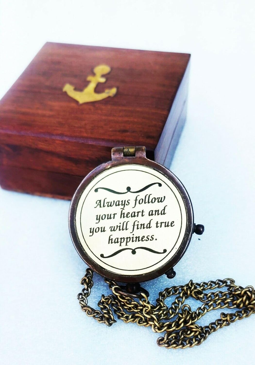 Personalized Brass Compass with Wooden Box – Custom Engraved Retirement Gift, Graduation Keepsake, Inspirational Nautical Collectible for Travelers, Scouts, and Adventure Enthusiasts