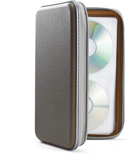 Miniatura 26 de UENTIP Estuche portátil para CD de capacidad para 96, portátil y de plástico duro, organizador de CD, cartera, almacenamiento de DVD (96, naranja)